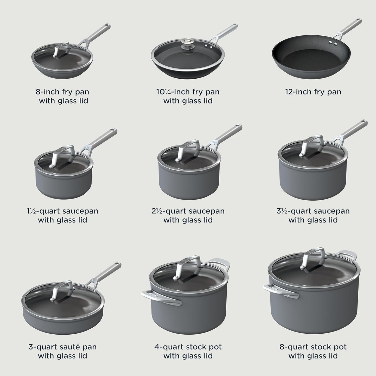 Ninja NeverStick™ 16-Piece Cookware Set | Nonstick Pots & Pans for Effortless Cooking & Easy Cleanup